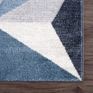 Gray & Blue Geometric Area Rug | 5' x 8' Contemporary Rectangular