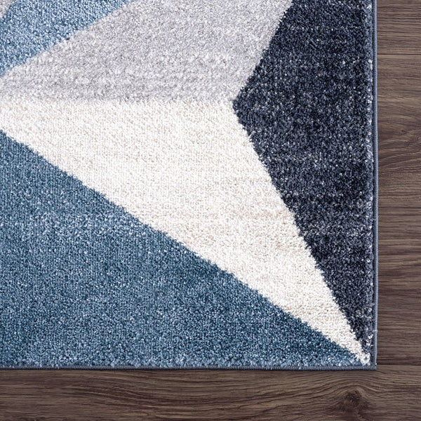 Gray & Blue Geometric Area Rug | 5' x 8' Contemporary Rectangular