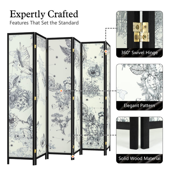 6-Panel Folding Room Divider