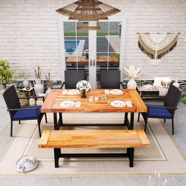 63" Acacia Wood Outdoor Bench