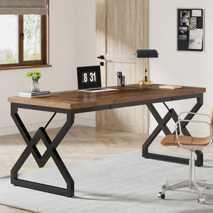 63-Inch Large Executive Office Desk with Metal Frame