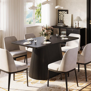 59" Farmhouse Dining Table with Metal Pedestal Base — Seats 4–6