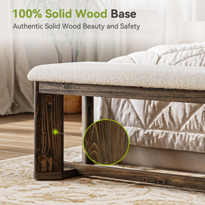 63" Upholstered Bench with Faux Lamb Fur Seat