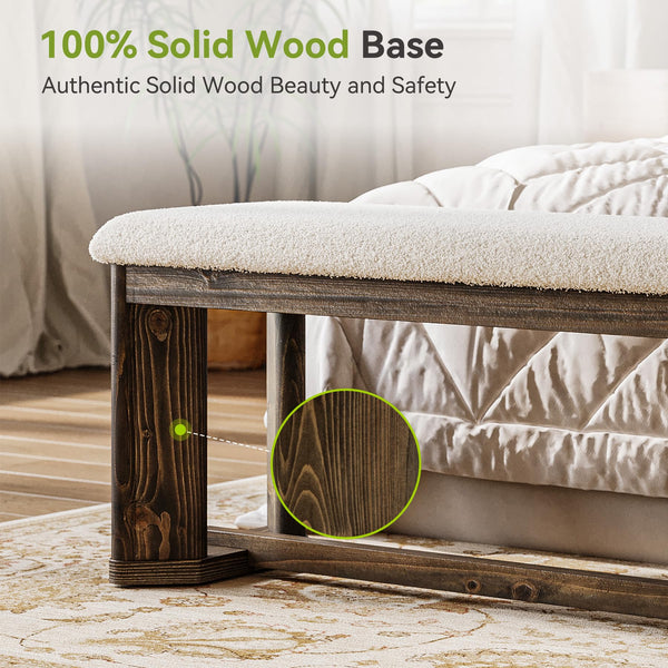 63" Upholstered Bench with Faux Lamb Fur Seat