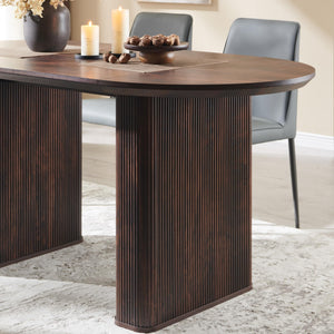 63 Inch Oval Dining Table for 4-6 | Mid-Century Modern Fluted Base Kitchen Table