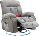 Swivel Recliner Chair with Massage, Heating & Footrest