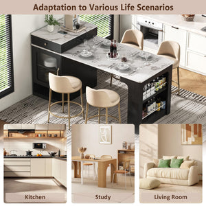 Kitchen Island with Extendable Dining Table, Rolling Storage, Power Outlet & Drawers