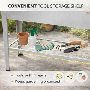 40" Raised Garden Bed with Wheels & Storage Shelf – Metal Planter Box