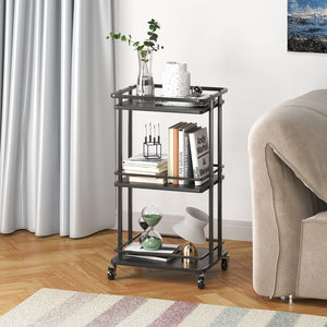 3-Tier Rolling Bar Cart with Wheels