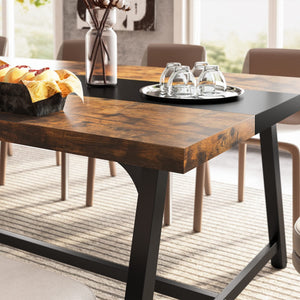 Large Rectangular Dining Table – Metal Frame, Seats 6–8