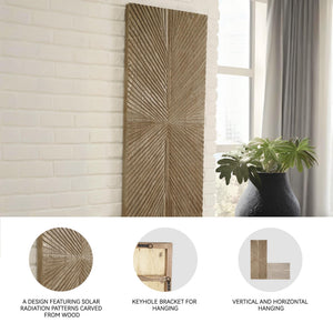 Rustic Sunburst Wood Wall Sculpture – Brown