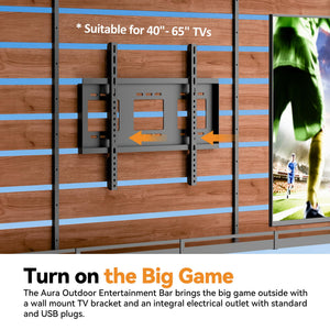 Cedar Wood Outdoor Entertainment Gazebo with Bar, TV Mount & Charging Ports