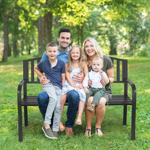 50" Outdoor Metal Garden Bench with Backrest & Armrests
