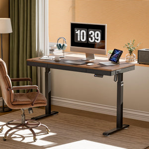 Electric Standing Desk with Drawer & Power Outlet – 55 Inch Adjustable Height