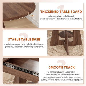 Round Extendable Dining Table with Storage Shelf — Seats 4 to 8
