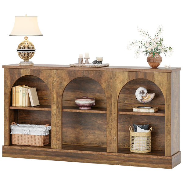 63-Inch Farmhouse Console Table with 3-Tier Storage