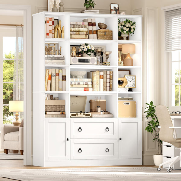 71 Inch Tall Bookcase with Doors and Drawers