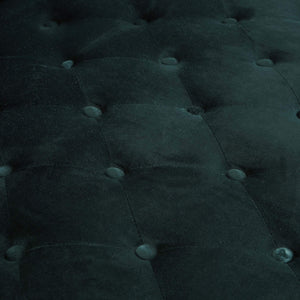 Tufted Velvet Chaise Lounge with Scrolled Backrest – Dark Teal