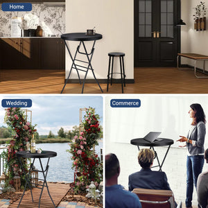 Round Folding Cocktail Bar Table – High Top Indoor Outdoor