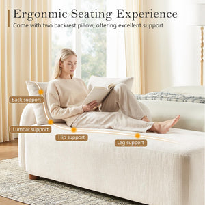 Oversized Chenille Chaise Lounge Chair with 2 Pillows
