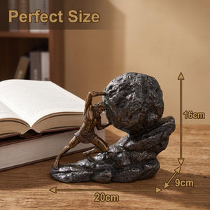 Sisyphus Rolling Boulder Greek Mythology Resin Sculpture