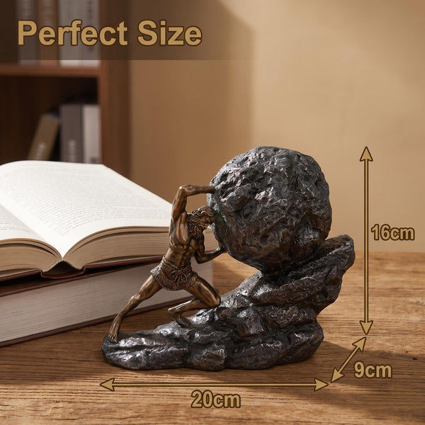 Sisyphus Rolling Boulder Greek Mythology Resin Sculpture