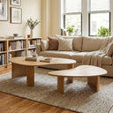 Nesting Coffee Tables Set of 2 – Oval Mid-Century Modern with Fluted Legs