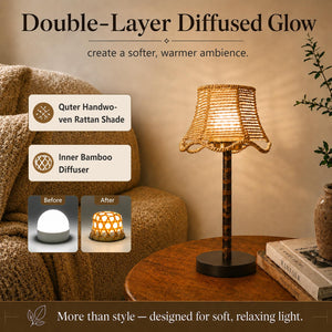 Bamboo Rechargeable LED Table Lamp with Remote