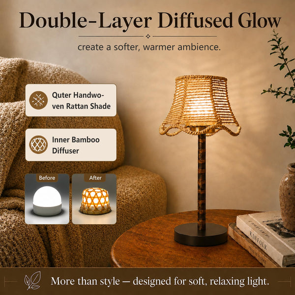 Bamboo Rechargeable LED Table Lamp with Remote