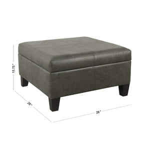 Large Square Faux Leather Storage Ottoman