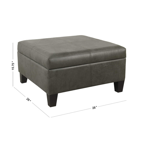 Large Square Faux Leather Storage Ottoman