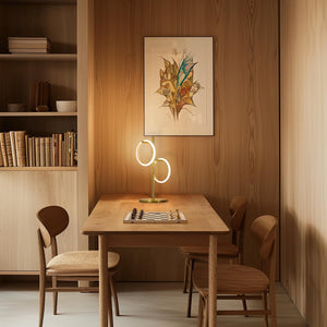 Saturn LED Table Lamp with 2 Ring Lights - Brass