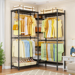 6-Tier Heavy-Duty Freestanding Closet Organizer with Shelves & Hangers
