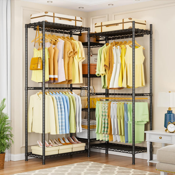 6-Tier Heavy-Duty Freestanding Closet Organizer with Shelves & Hangers