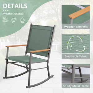 Outdoor Rocking Chair Set with High Back – Set of 2