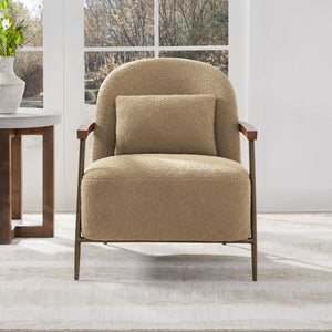 Mid-Century Modern Sherpa Armchair with Metal Frame