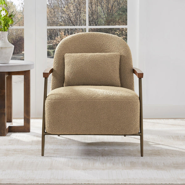 Mid-Century Modern Sherpa Armchair with Metal Frame