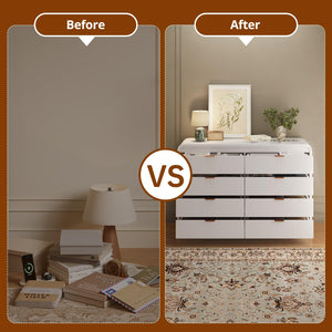 8-Drawer Fluted Dresser with Metal Handles