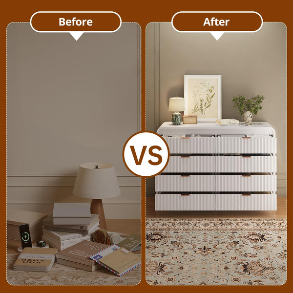 8-Drawer Fluted Dresser with Metal Handles