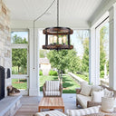 Rustic Farmhouse Wood & Metal Pendant Light Fixture