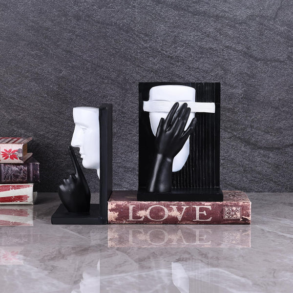 Decorative Bookends Set – Resin Face Sculptures, 2 Styles