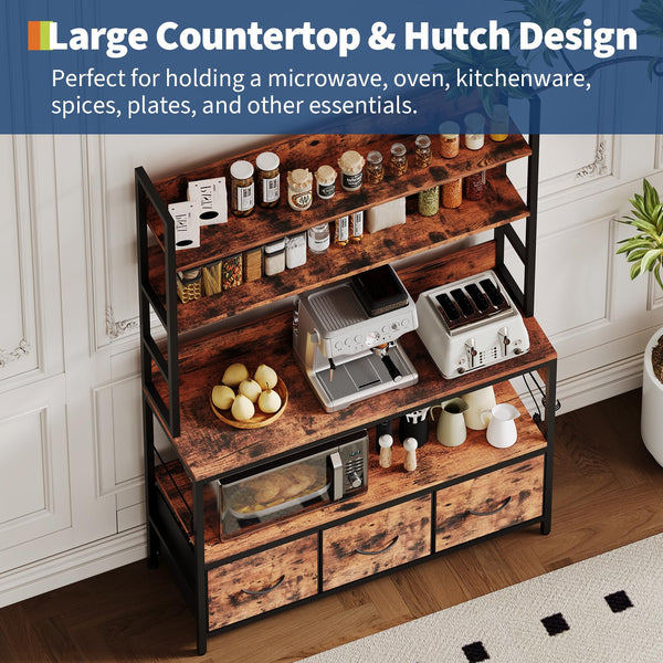 5-Tier Baker's Rack with Charging Station & Drawers