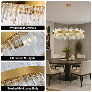 Round Crystal Chandelier – Gold Modern Pendant Light