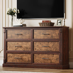 6 Drawer Farmhouse Dresser Wide Chest of Drawers with Metal Handles