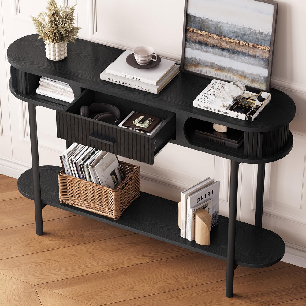 47-Inch Fluted Console Table with Drawers