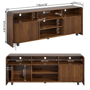 Fluted TV Stand with Sliding Doors & Adjustable Shelves