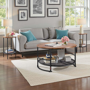 3-Piece Round Coffee Table Set with Metal Legs