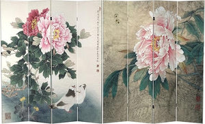 4-Panel Double-Sided Canvas Room Divider – 6 ft Tall Folding Privacy Screen