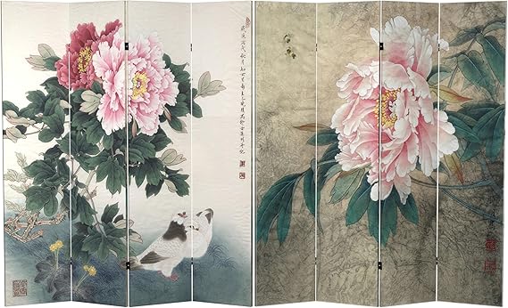 4-Panel Double-Sided Canvas Room Divider – 6 ft Tall Folding Privacy Screen