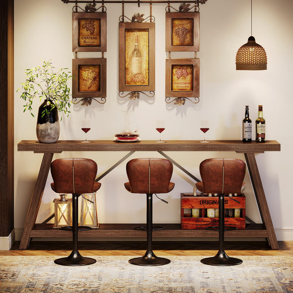 70.9" Industrial Sofa Console Table with 2-Tier Storage